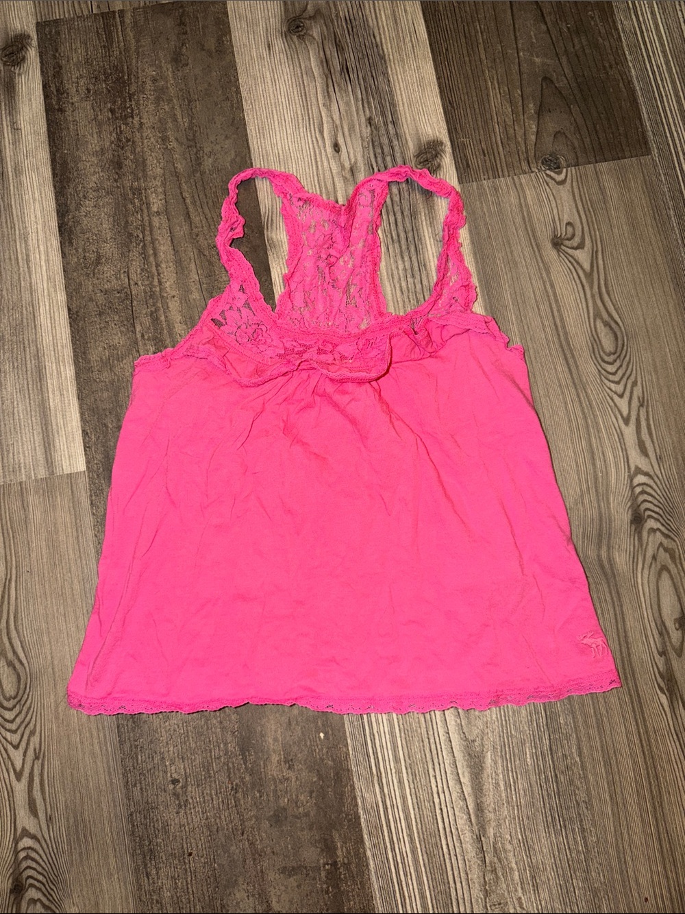 Abercrombie Bright Hot Pink Lace Racerback Tank Top